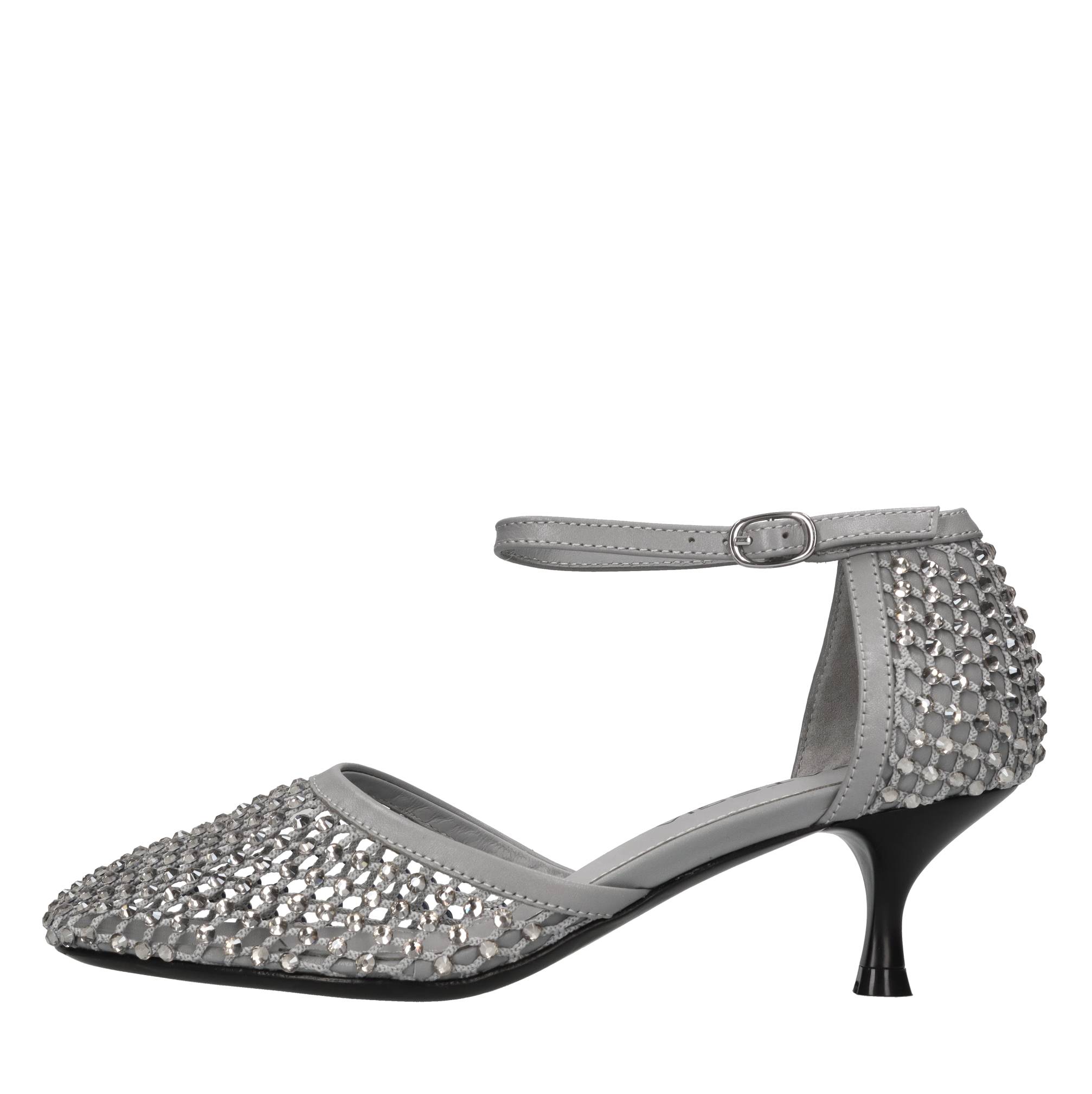 Décolleté Connie in pelle tessuto e strass 