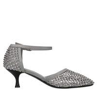 Décolleté Connie in pelle tessuto e strass 