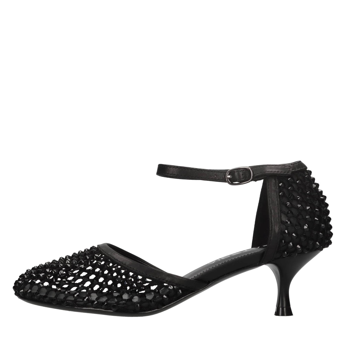 Décolleté Connie in pelle tessuto e strass 
