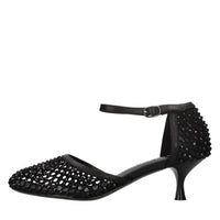 Décolleté Connie in pelle tessuto e strass 