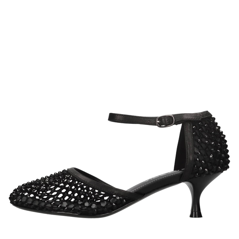 Décolleté Connie in pelle tessuto e strass 