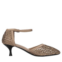 Décolleté Connie in pelle tessuto e strass 