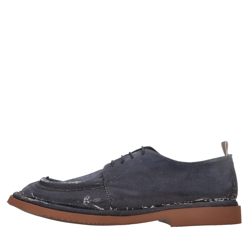 Stringate in pelle e tessuto 