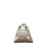Sneakers in camoscio e tessuto con paillettes 