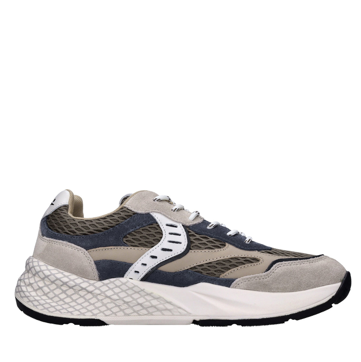 Sneakers in pelle e tessuto 