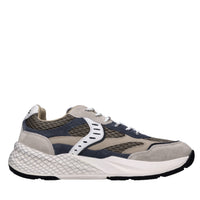 Sneakers in pelle e tessuto 