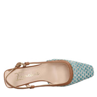Décolleté slingback in rafia e pelle 