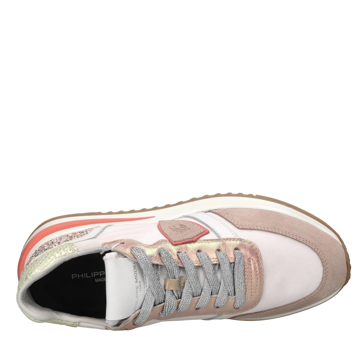 Sneakers in pelle e tessuto 