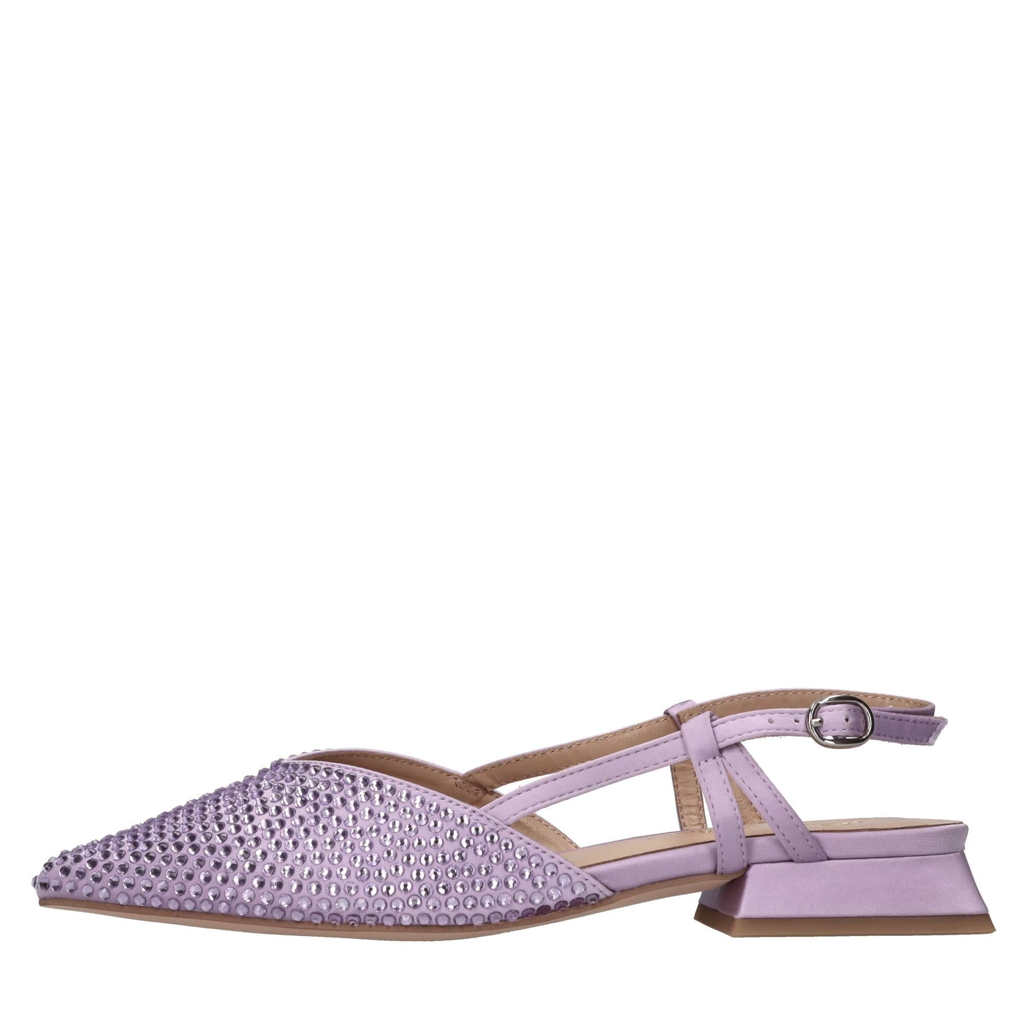 Ballerine slingback in raso e strass 