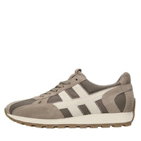 Sneakers pelle e tessuto 