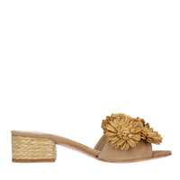 Mules modello FIORE in pelle e rafia 