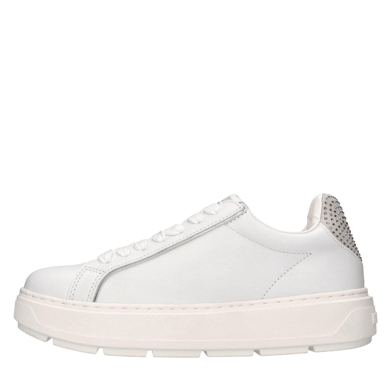 Sneakers in pelle, ecopelle e strass 