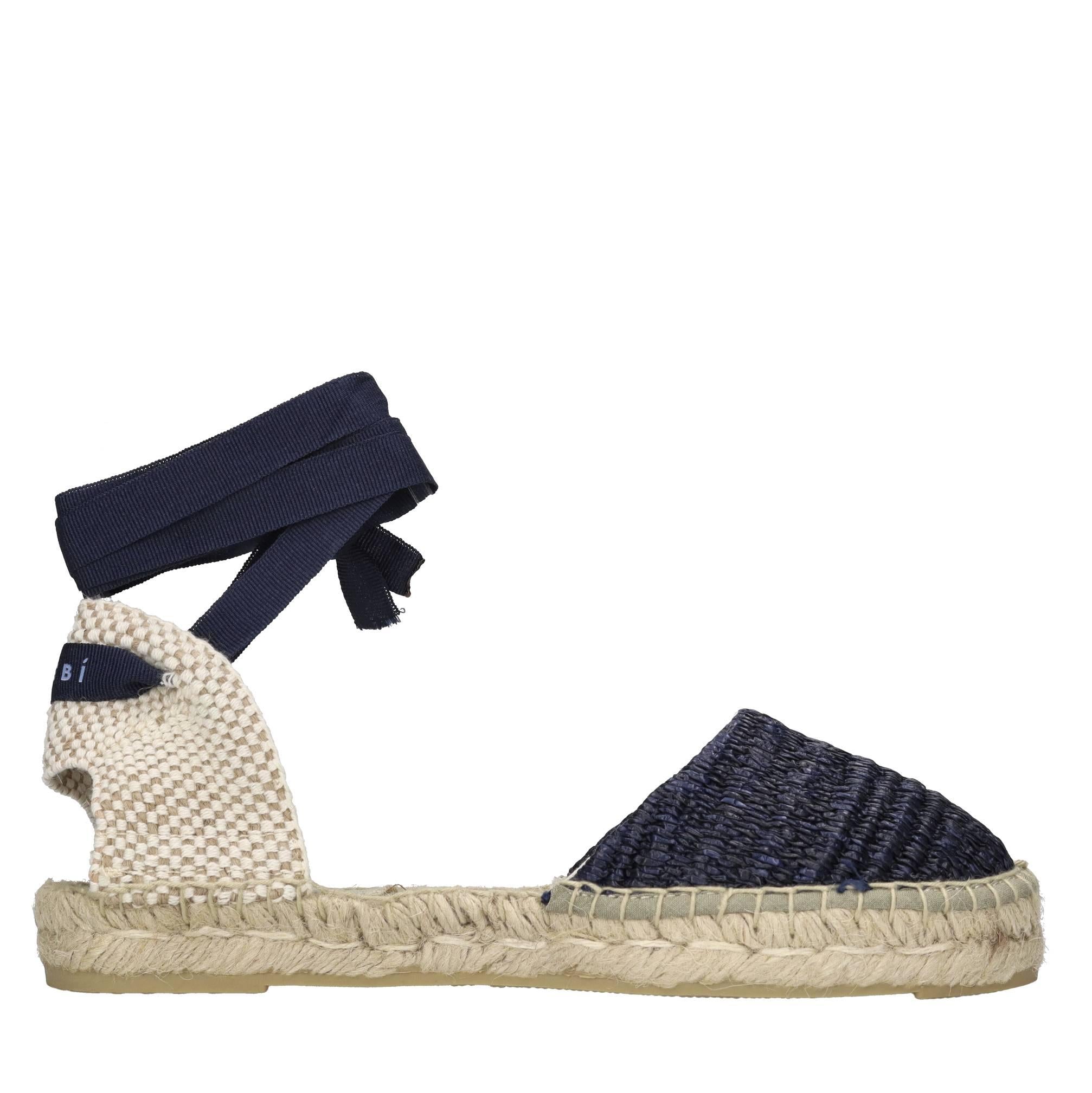 Flat espadrillas in rafia e tessuto 