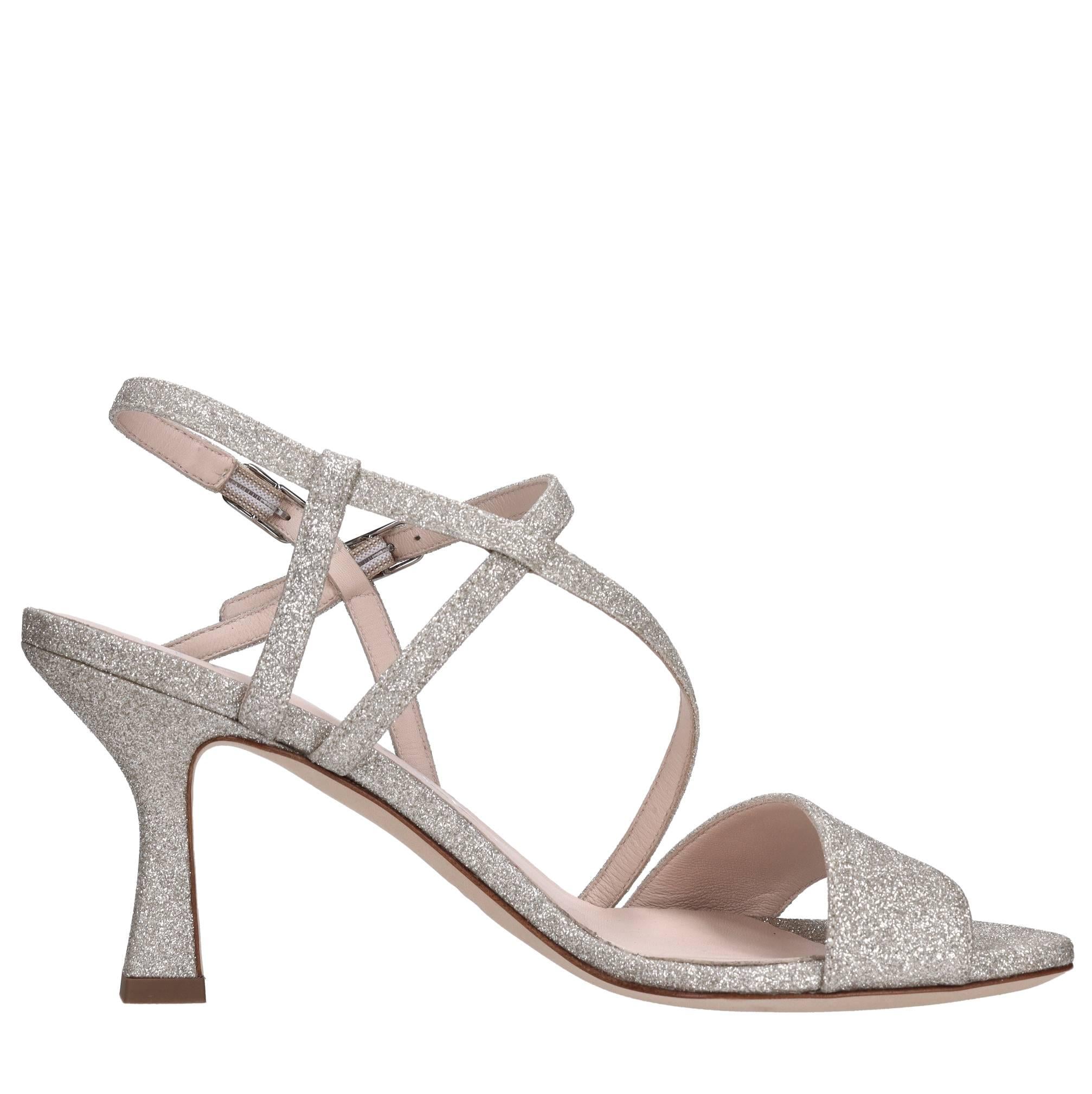 Sandali in pelle e glitter 