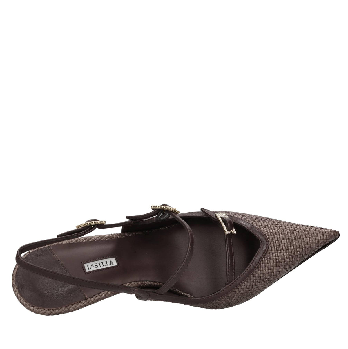 Décolleté slingback modello MORGANA in pelle e tessuto 