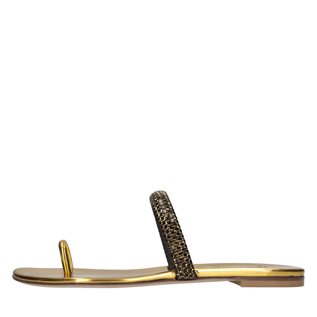 Sandali flat Olimpo in tessuto specchiato e strass 