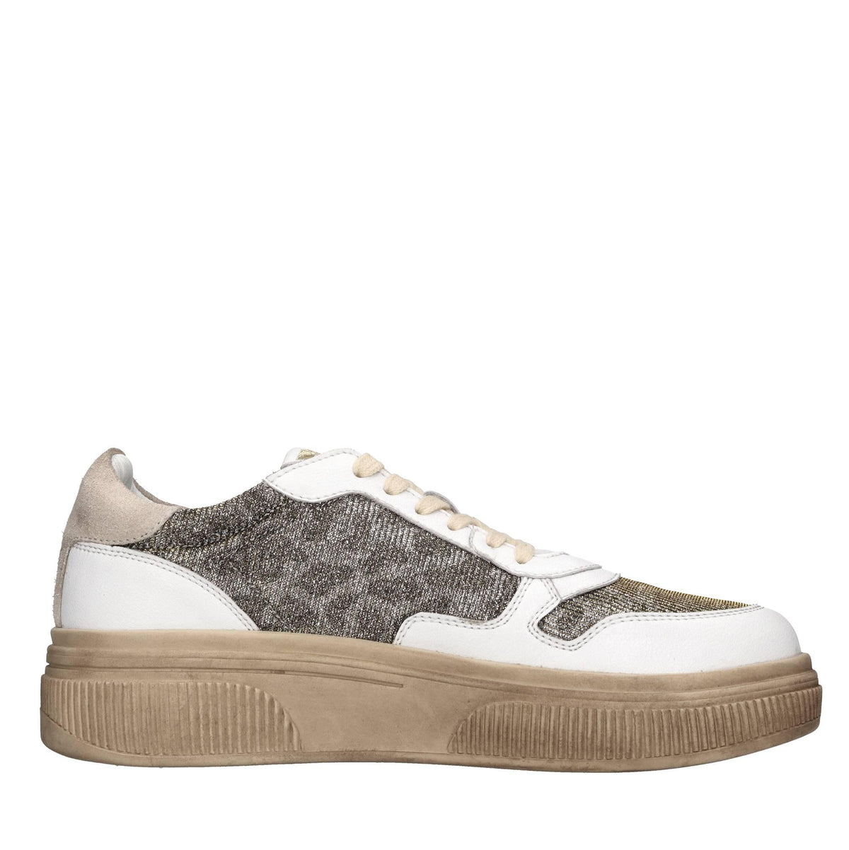 Sneakers in pelle e tessuto 