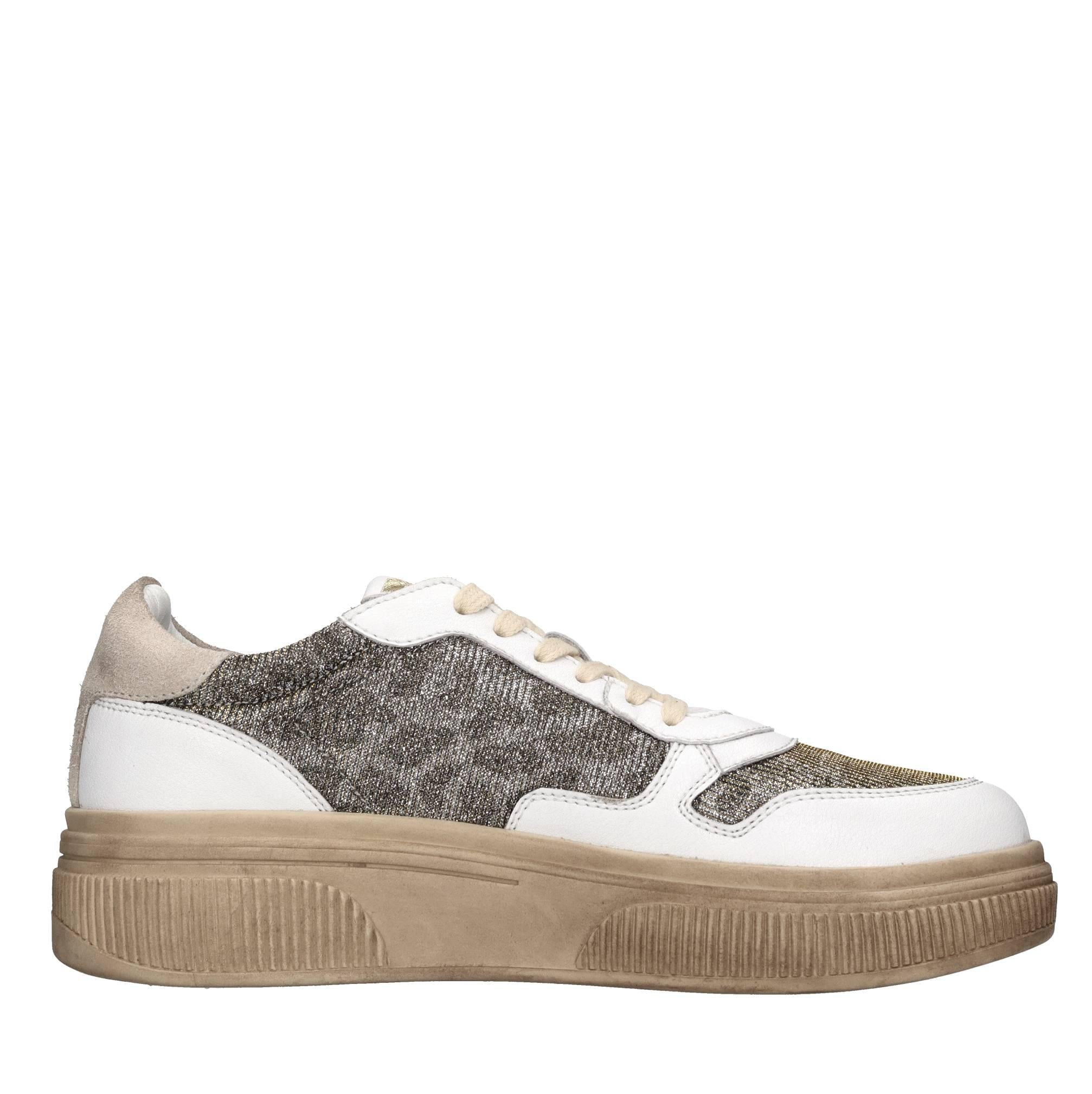 Sneakers in pelle e tessuto 