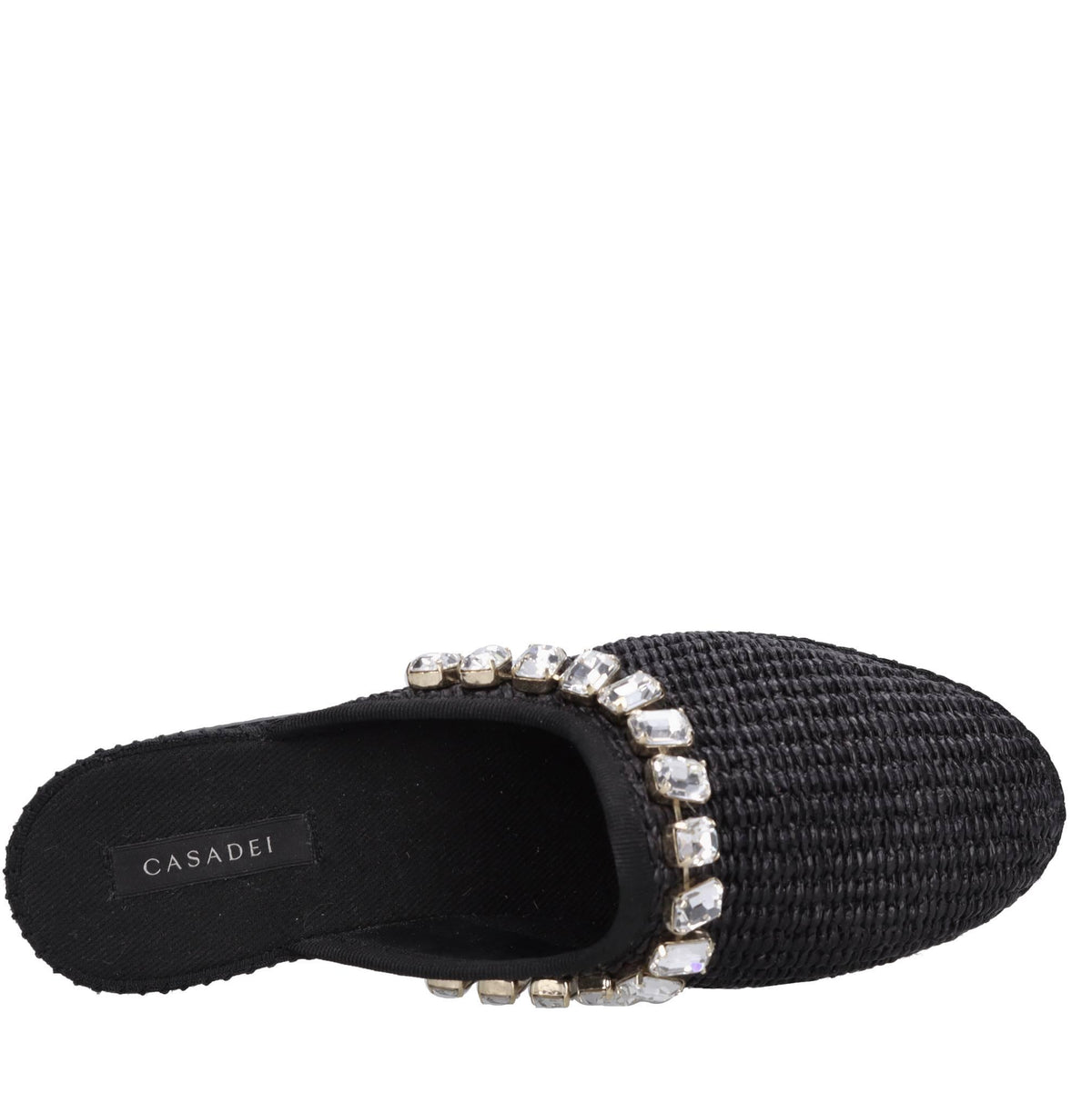 Sabot in rafia e tessuto 