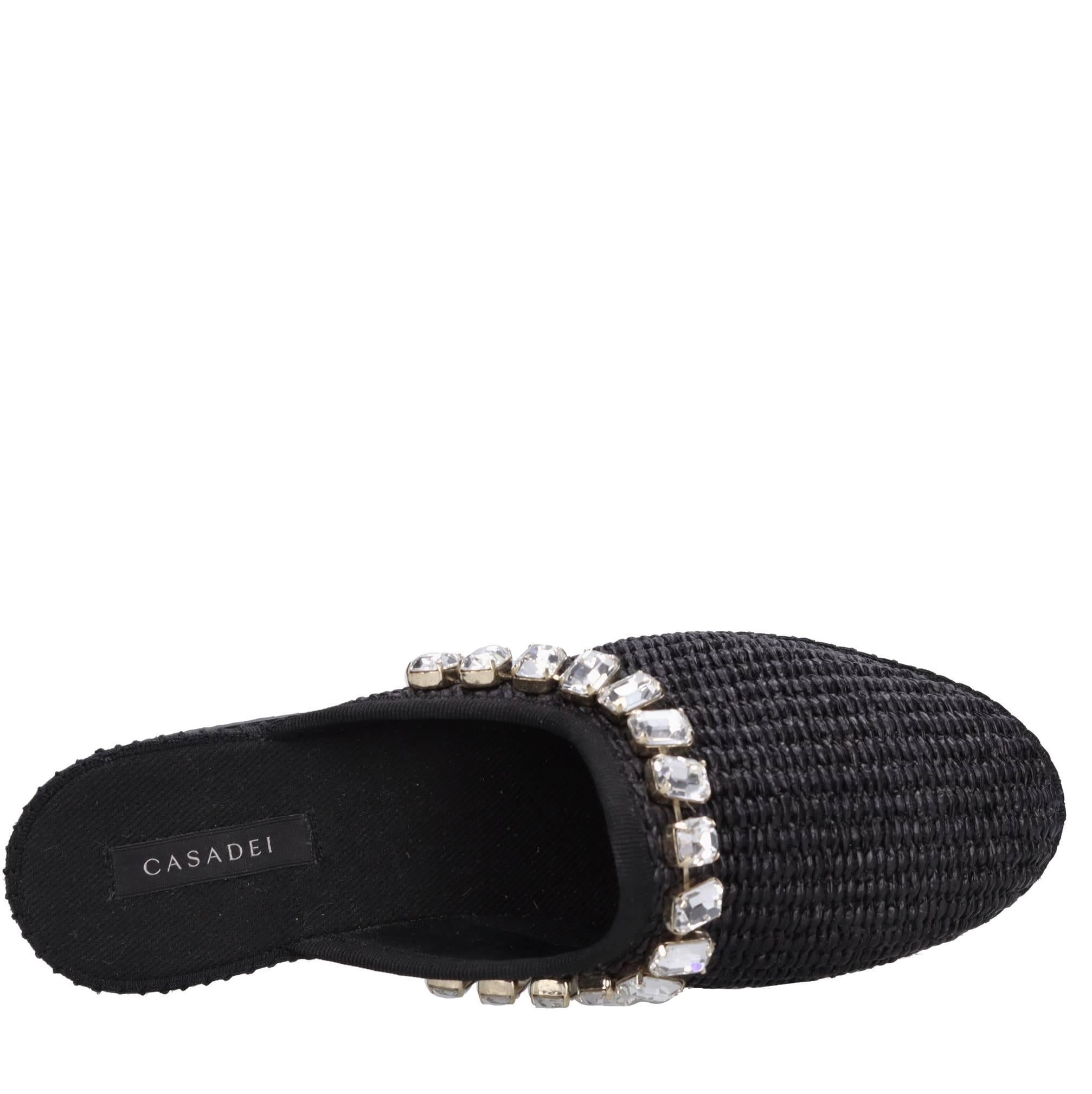 Sabot in rafia e tessuto 