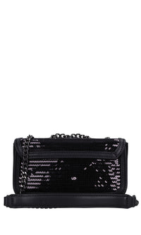 Borsa mini in ecopelle e paillettes 