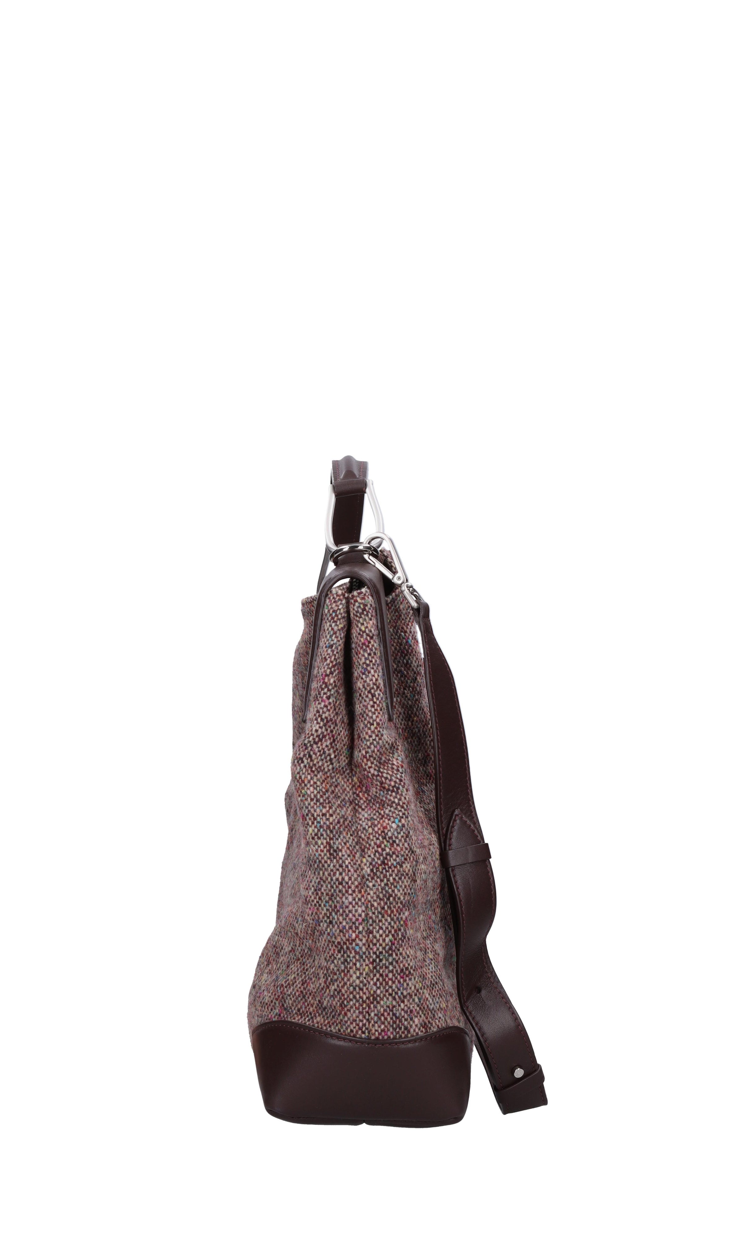 Borsa in tessuto con inserti in pelle 