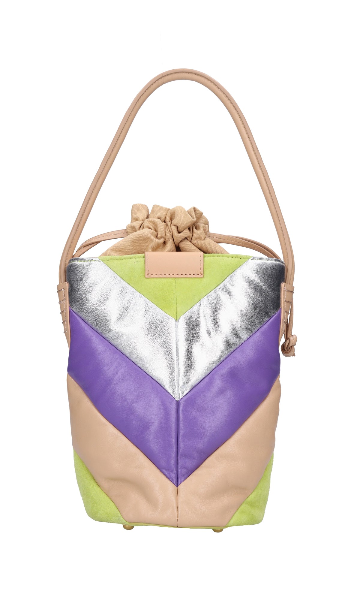 Borsa in pelle camoscio e tessuto 
