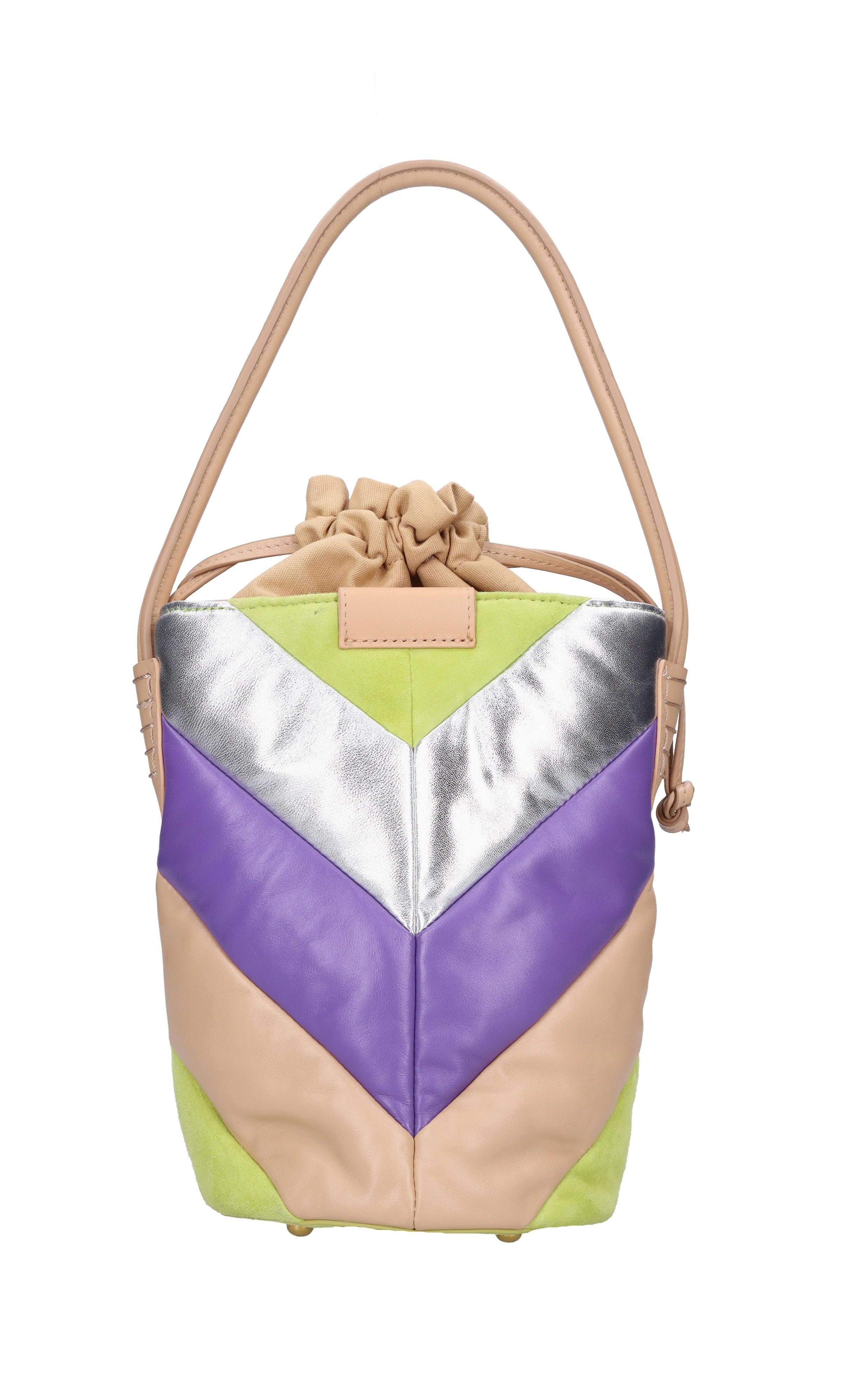 Borsa in pelle camoscio e tessuto 