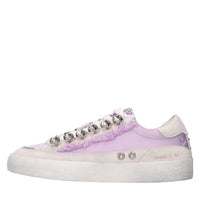 Sneakers in pelle,tessuto e strass 