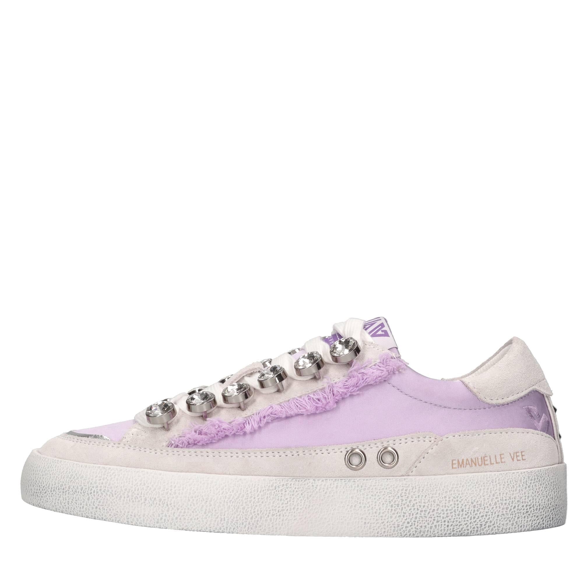 Sneakers in pelle,tessuto e strass 