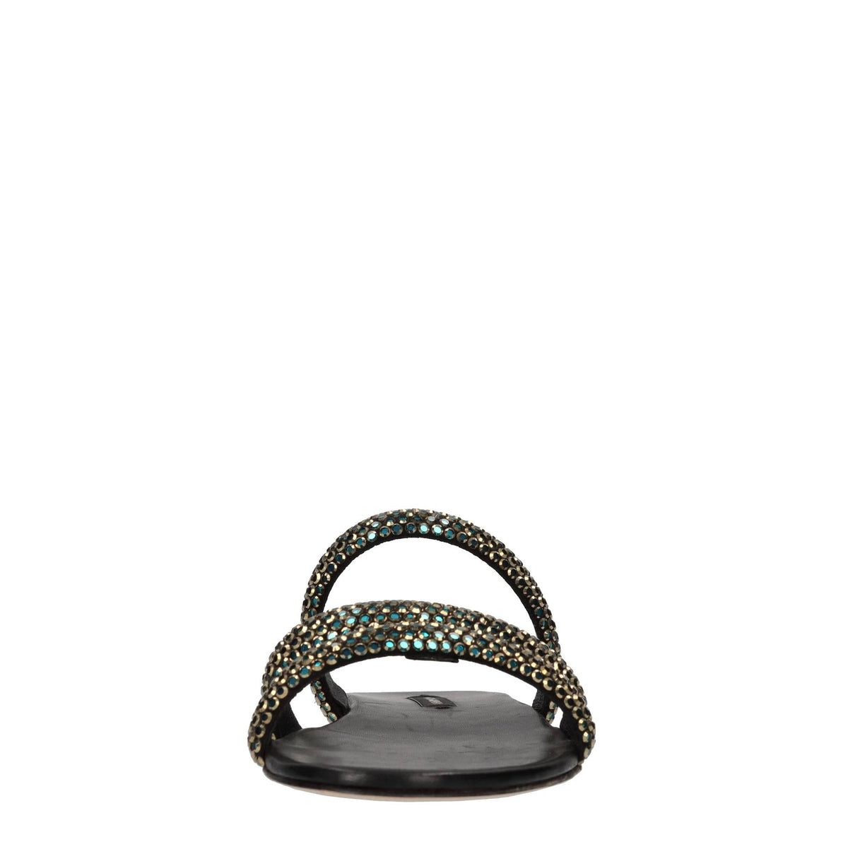 Sandali flat Olimpo Scarabeo in pelle e strass 