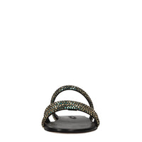 Sandali flat Olimpo Scarabeo in pelle e strass 
