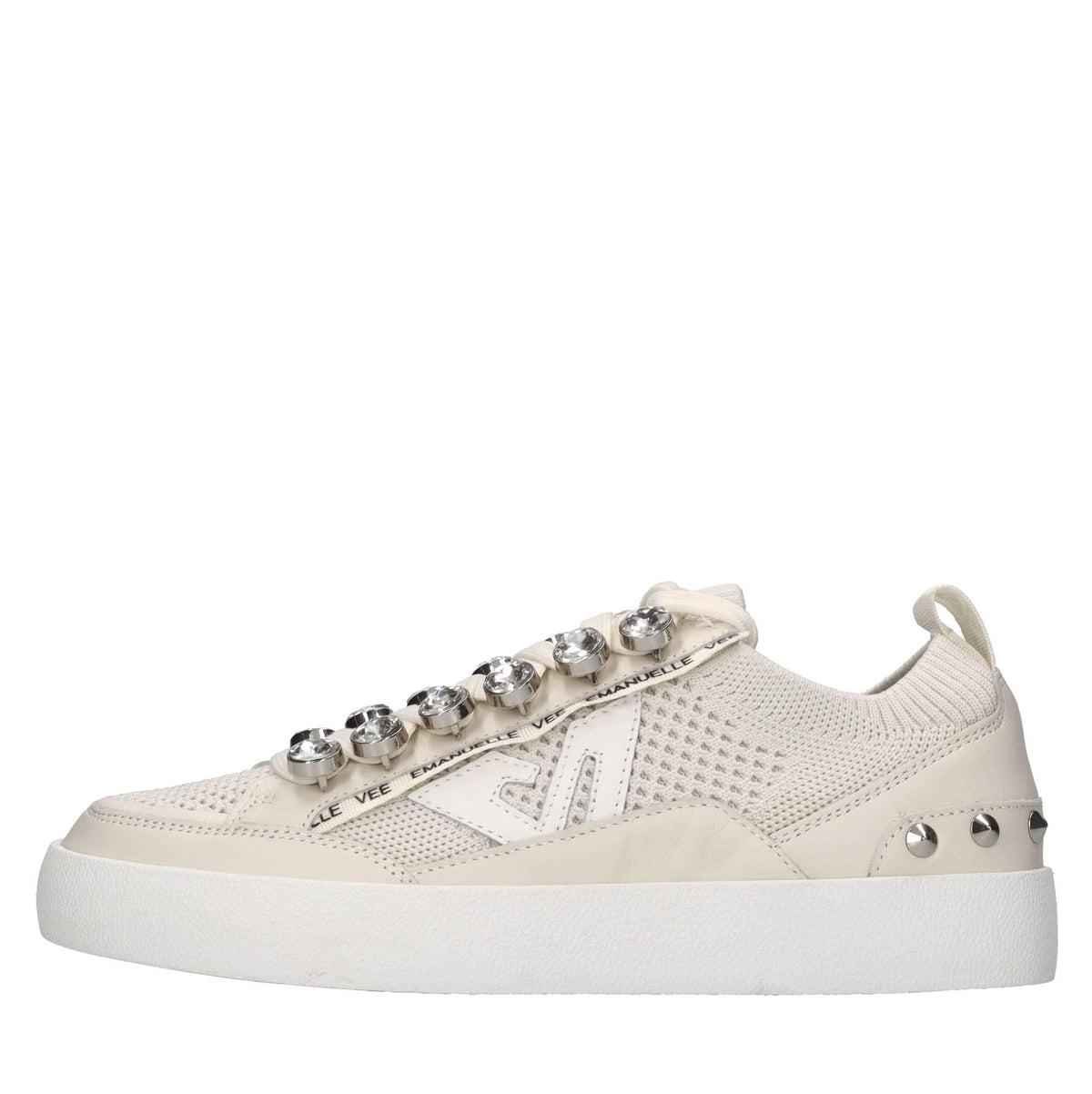 Sneakers in pelle,tessuto e strass 