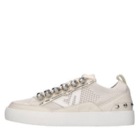 Sneakers in pelle,tessuto e strass 