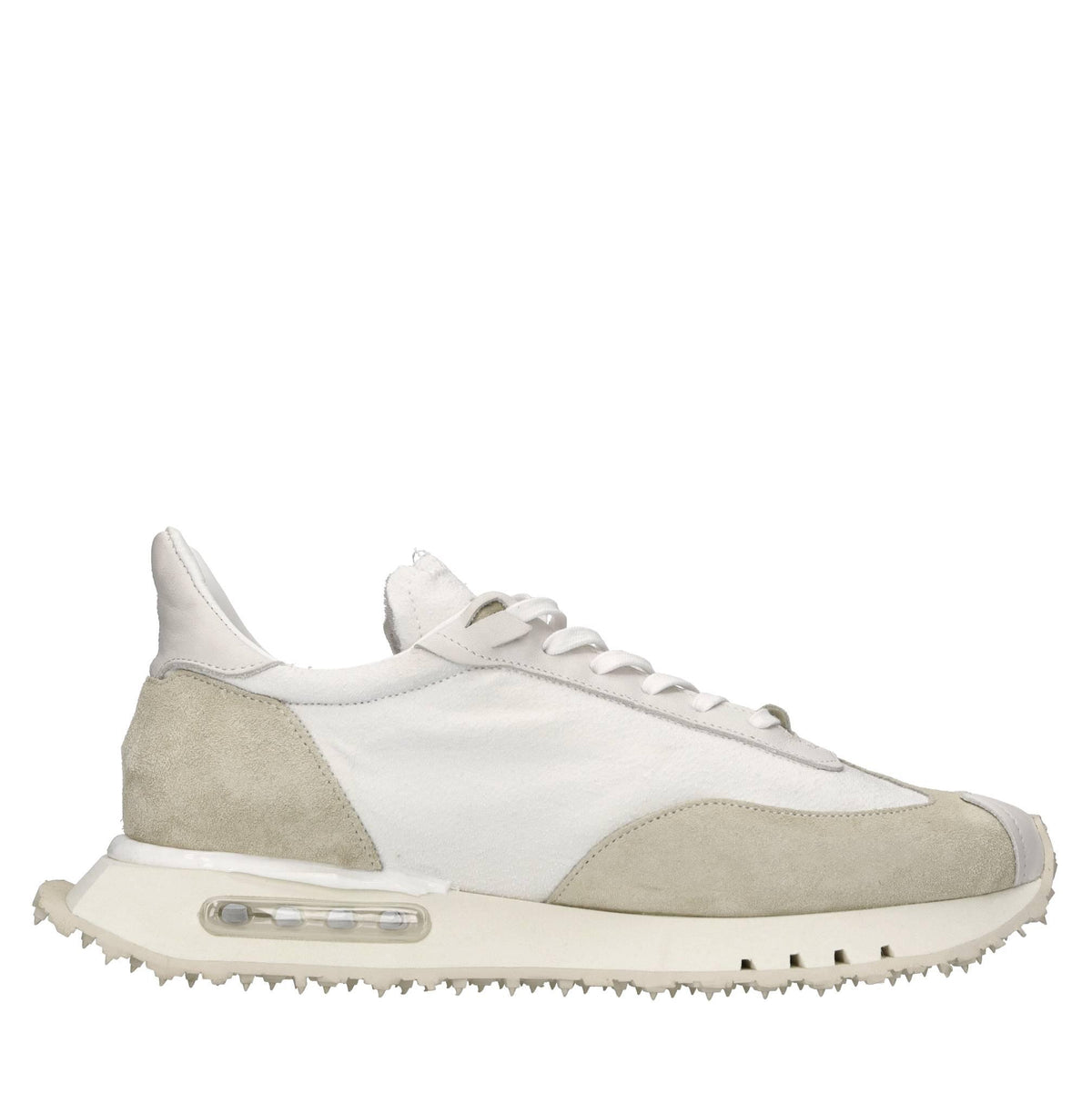 Sneakers in pelle e tessuto 