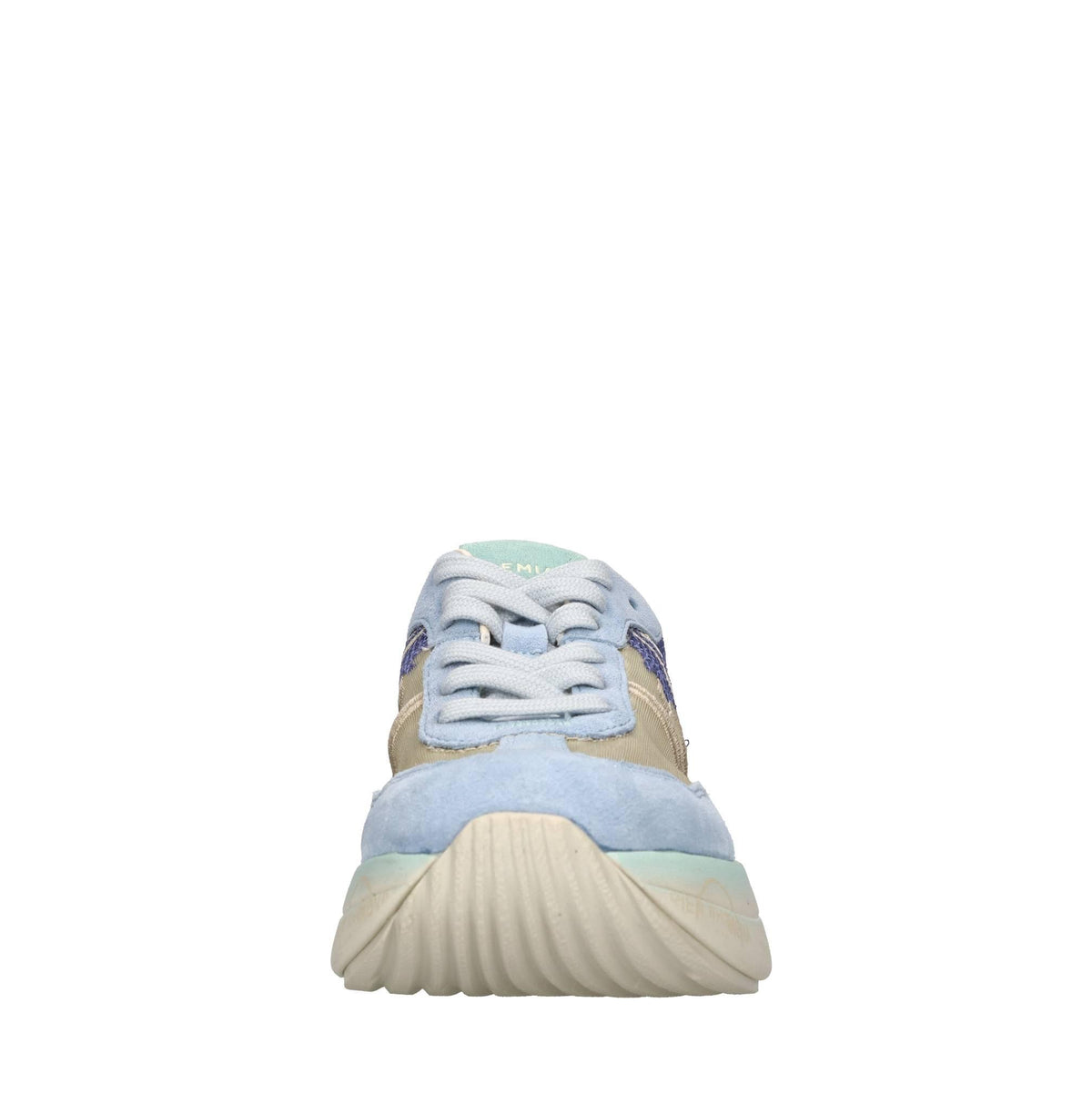 Sneakers in pelle scamosciata, tessuto e inserti in pelle 