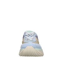 Sneakers in pelle scamosciata, tessuto e inserti in pelle 