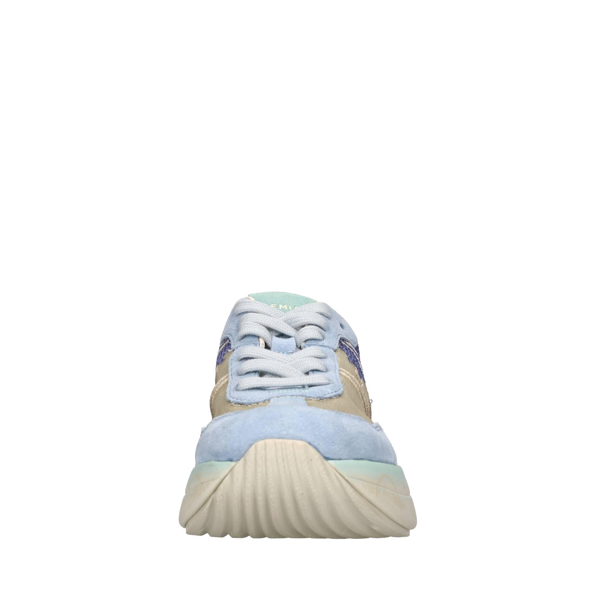 Sneakers in pelle scamosciata, tessuto e inserti in pelle 