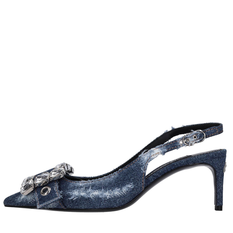Décolleté slingback in tessuto 