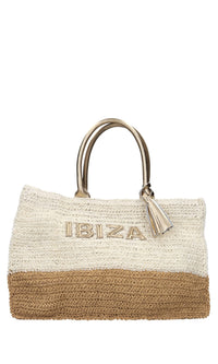 Borsa Ibiza in rafia e pelle 