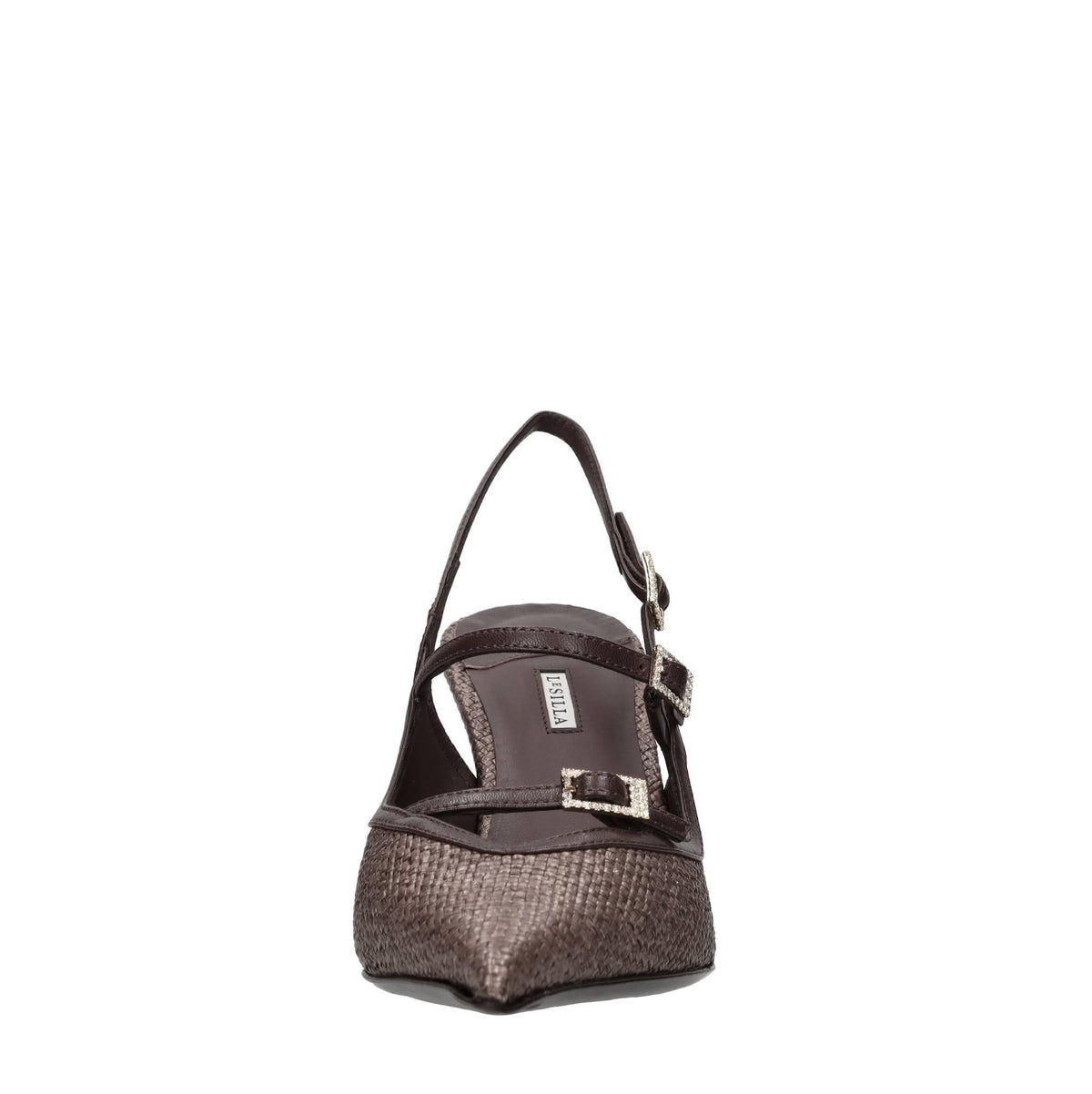 Décolleté slingback modello MORGANA in pelle e tessuto 