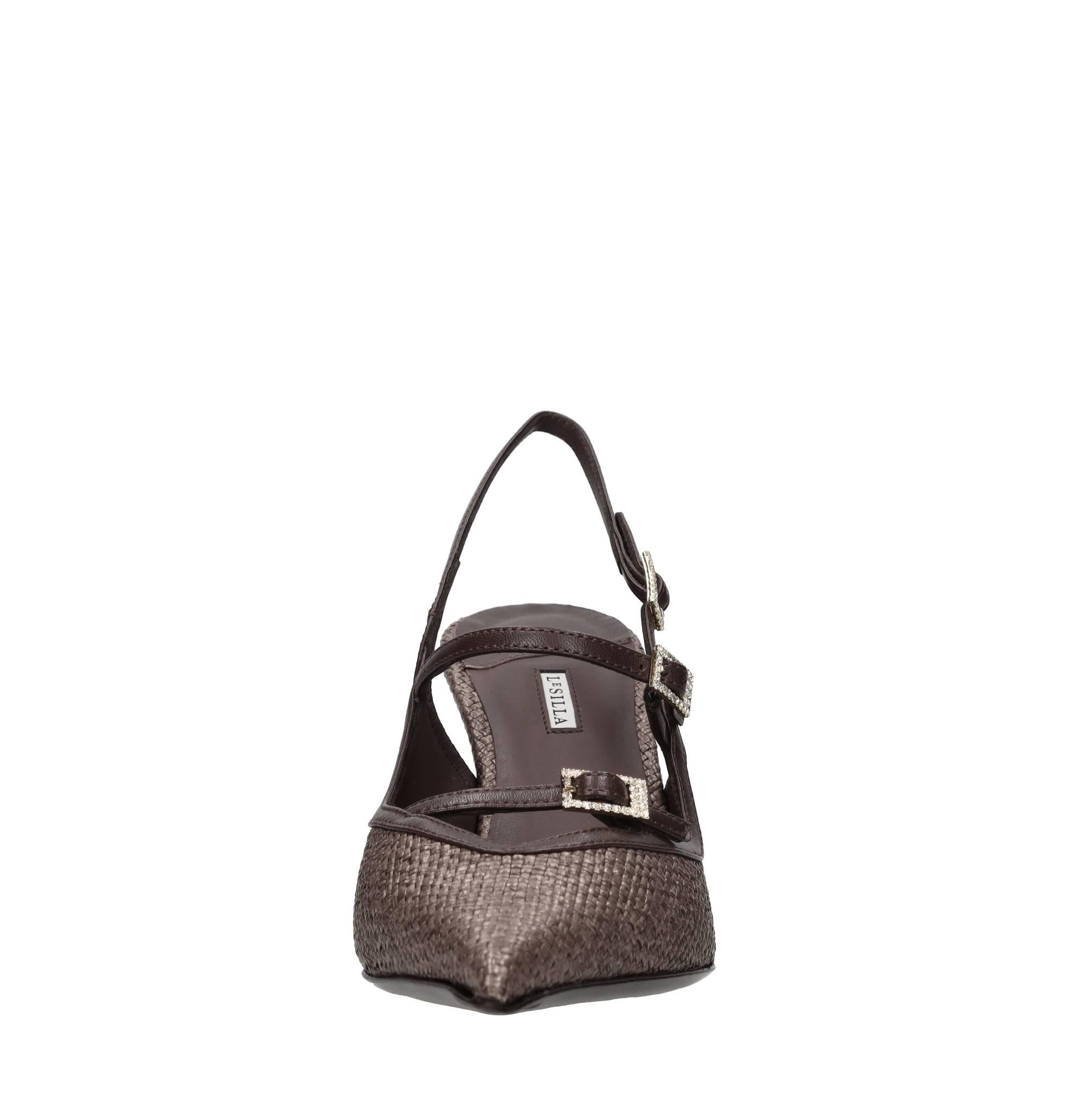 Décolleté slingback modello MORGANA in pelle e tessuto 