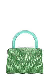Borsa mini Cookie in raso e strass 