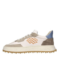 Sneakers in pelle e tessuto 