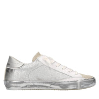 Sneakers in pelle, tessuto e strass 