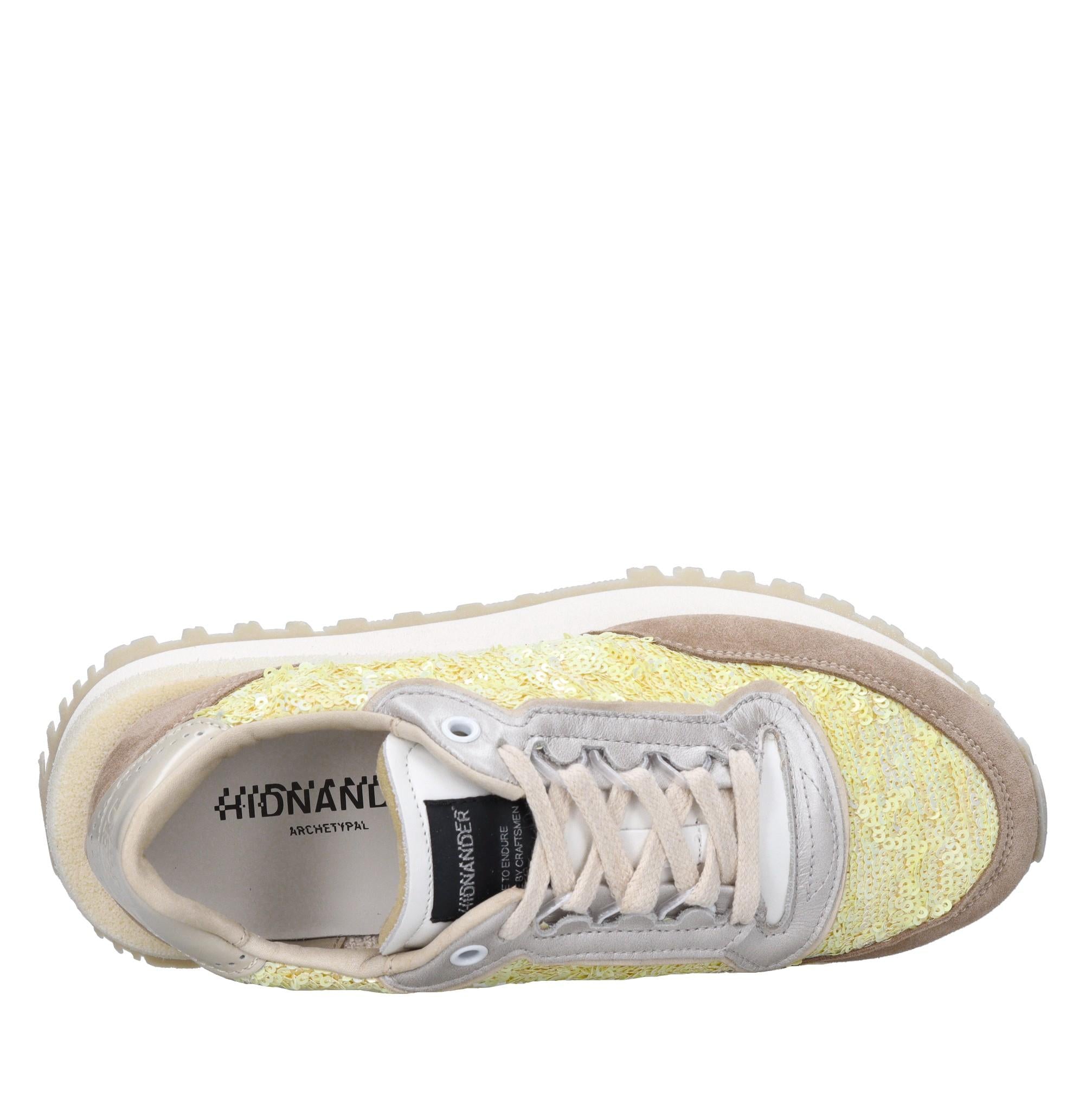Sneakers in pelle e tessuto 