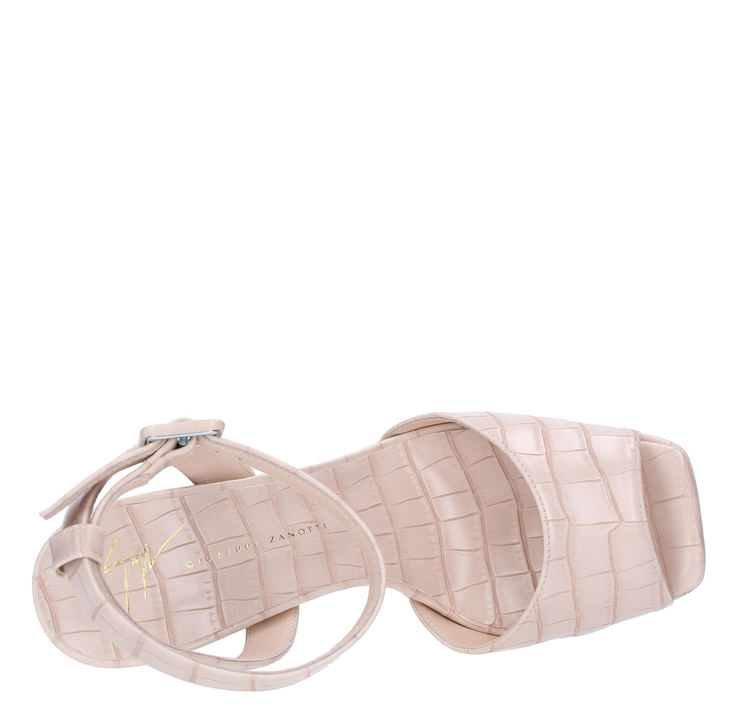 Sandali New Betty con plateau in pelle stampa cocco 