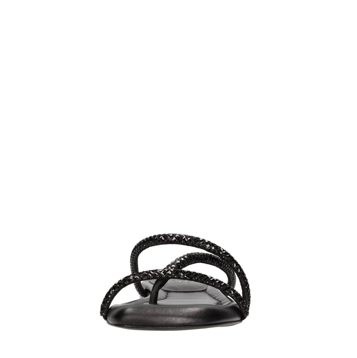 Mules in tessuto e strass 