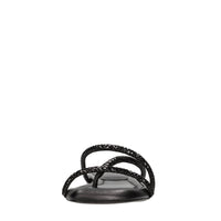 Mules in tessuto e strass 