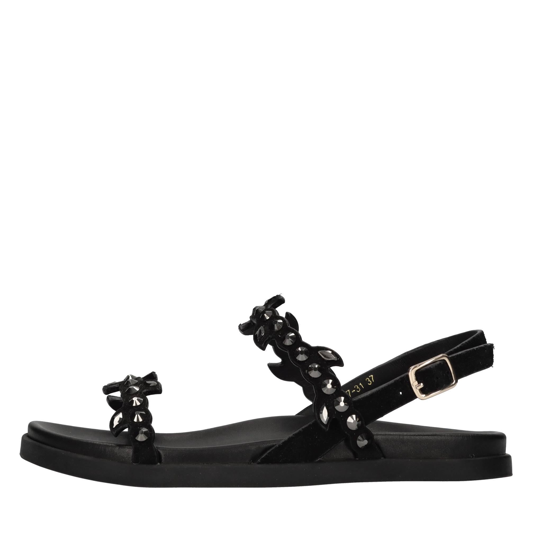 Sandali Flat in camoscio e strass 